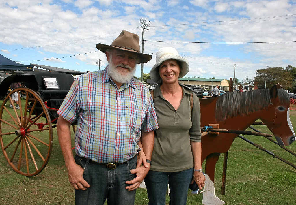 Peter and Leslie Robinson from Greenmount check out the old sulky on display. Peter and Leslie Robinson from Greenmount check out the old sulky on display.